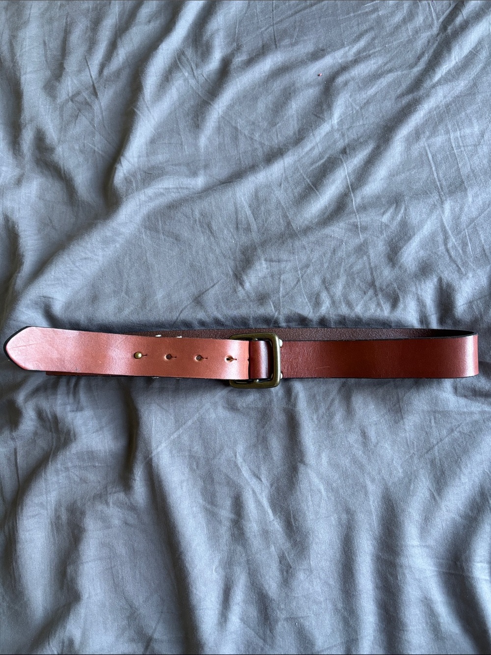 GAP Brown Leather Belt with Brass-Tone Buckle